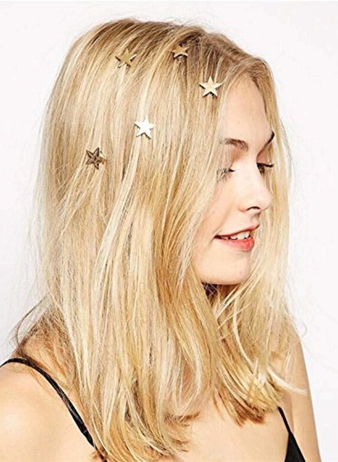 Star Hair Clips Gold Hair Pins 5 Packs Make Up Headpieces for Women and Girls (Gold)