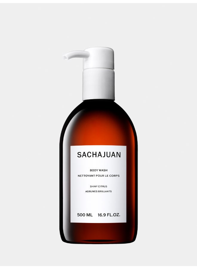 Sachajuan Body Wash Shiny Citrus 500ml – Refreshing Cleansing for Dull Skin, Citrus Oils & Sea Minerals, Invigorating Wash for Skin Fatigue Relief 500ml