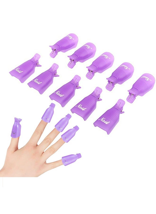 10-Piece Soak Off Gel Polish Remover Cap Clip Set Purple