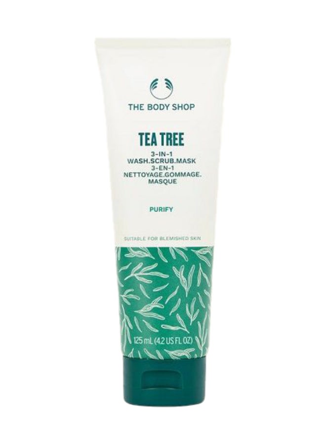 Tea Tree 3-in-1 Wash, Scrub & Mask – Clay-Based Face Wash, Exfoliator & Purifying Mask for Blemished & Sensitive Skin | Gently Exfoliates, Reduces Blemishes, Softens Skin, 150ml
