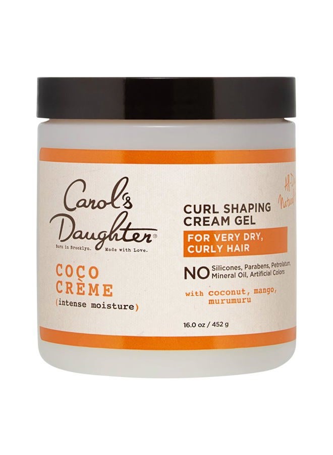 Coco Creme Curl Shaping Cream Gel, with Coconut Oil, Coconut Milk, Hair Gel for Curly Hair , Silicone, Paraben and Mineral Oil Free, For Very Dry Split Ends, 16 Oz