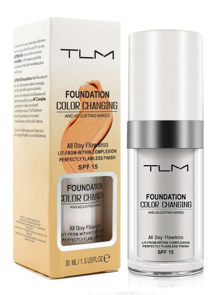 Foundation Liquid 30ml Concealer Cover Cream Flawless Color Changing Foundation Makeup Warm Skin Tone Cosmetics for Women and Girls