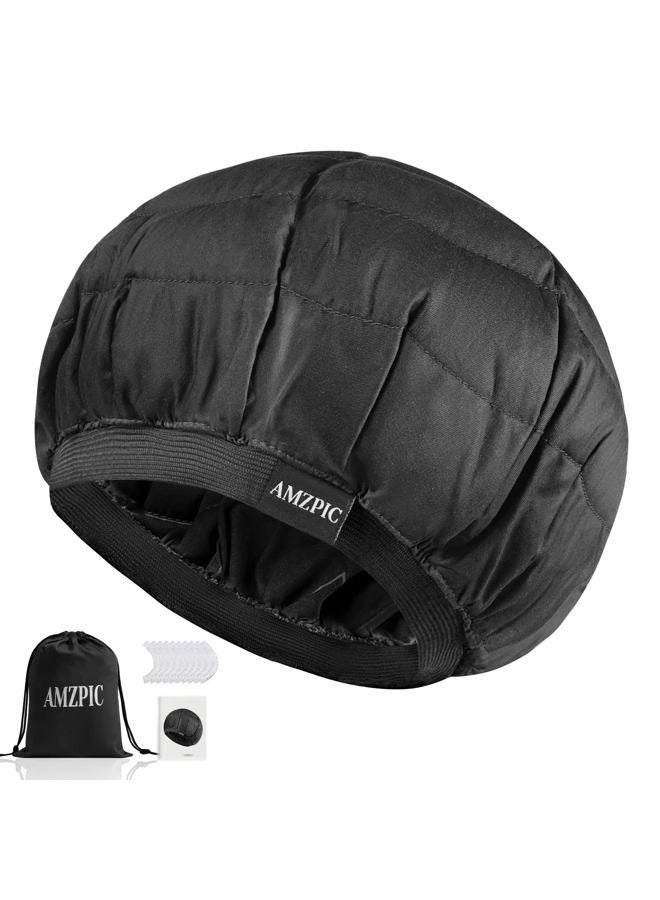 Cordless Deep Conditioning Heat Cap - Safe, Microwavable Heat Cap for Steaming, Heat Therapy for Hair, Flaxseed Seed Interior for Maximum Heat Retention (Black)