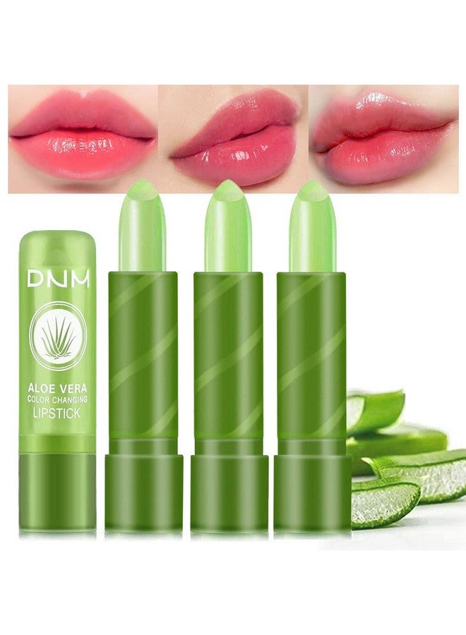 evpct 3Pcs Aloe Vera Tinted Lip Balms PH Lip Color Changing Lipstick Balm Stain Gift Set Queen for Women Girls Korean Mood Long Lasting Color Change Light Pink Lipstick Lip Tint Plumper Gloss