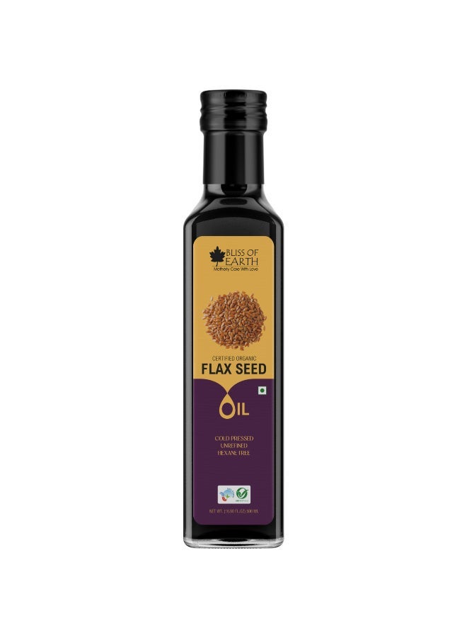Flax seed Oil 500ML Certified Organic Oil cold pressed for cooking, hair and skin