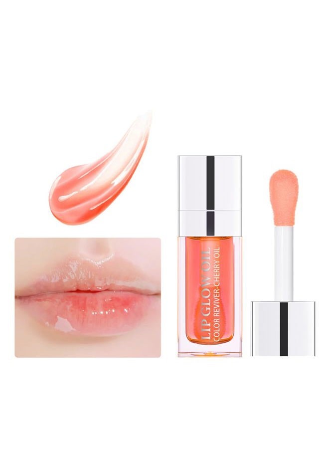 Hydrating Lip Glow Oil 10 Colors Moisturizing Lip Oil Gloss Non-sticky Transparent Lip Gloss Long Lasting Nourishing Tinted Lip Balm with Big Brush Head (IColors 01)