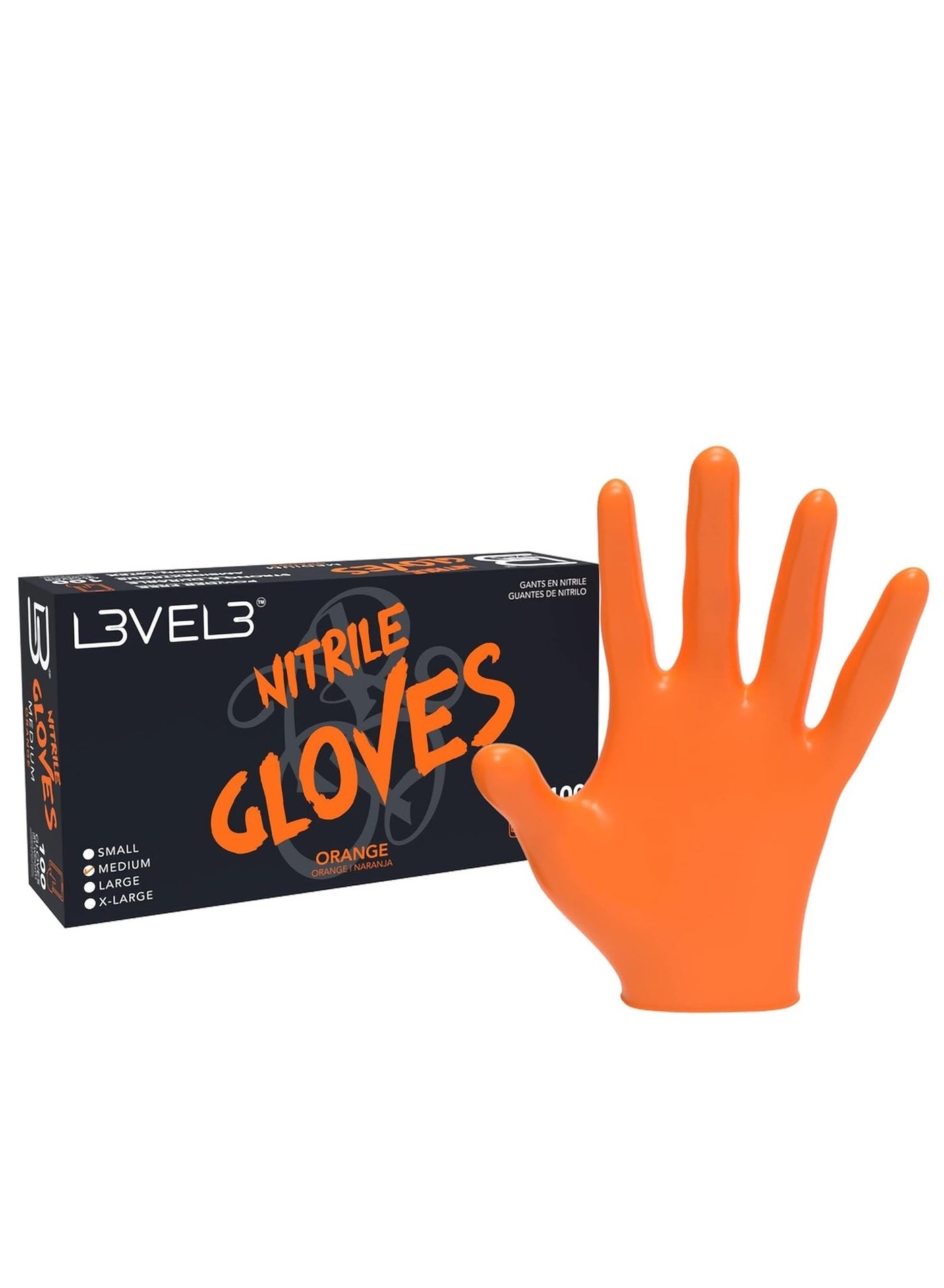 Level 3 Nitrile Gloves - Professional Heavy Duty Disposable Gloves - Latex Free - Fits Snug - Box of 100 Medium