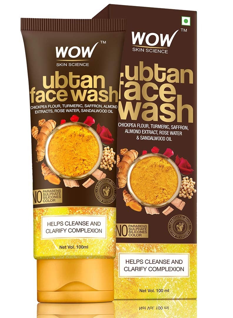 Ubtan Face Wash with Chickpea Flour Turmeric Saffron Almond Extract Rose Water & Sandalwood Oil - No Sulphate Parabens Silicones & Color - 100 mL