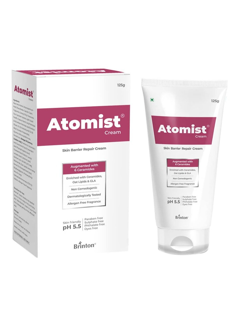 Atomist Skin Barrier Repair Cream for Dry and Itchy Skin | Enriched with Ceramides, Oats Lipids & GLA | Non Comedogenic & Dermatologically Tested -125g