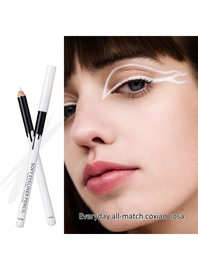 12PCS Erinde White Eyeliner Pencil Soft Highlighter Eye Liner Pencil, Lying Eye Brightener Stick, Eyeshadow Pencil Waterproof Hypoallergenic, White Eye Liners Makeup Pencils, Easy to Color, Christmas