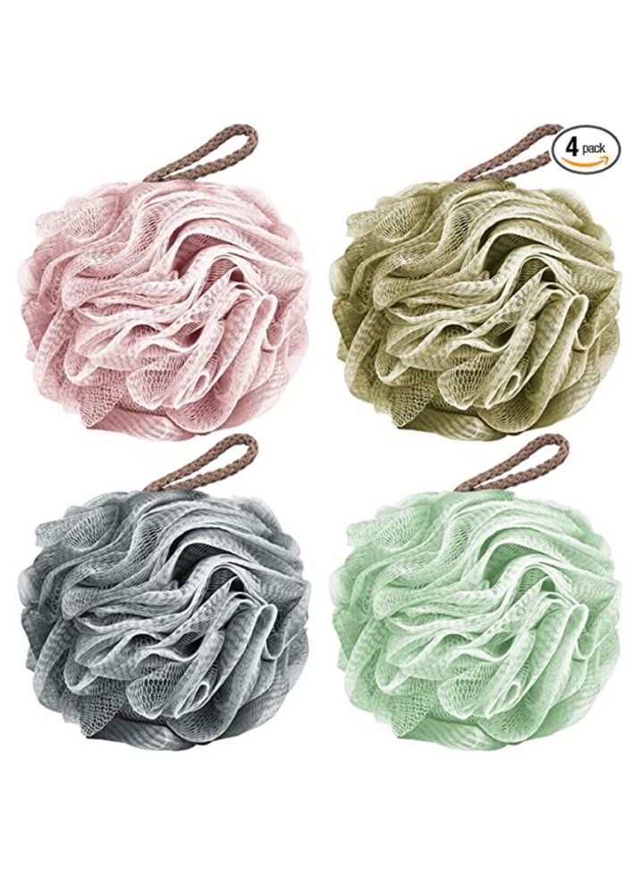 Bath Sponges Shower Loofahs 50g Mesh Balls Sponge for Body Wash Bathroom Men Women - 4 Pack