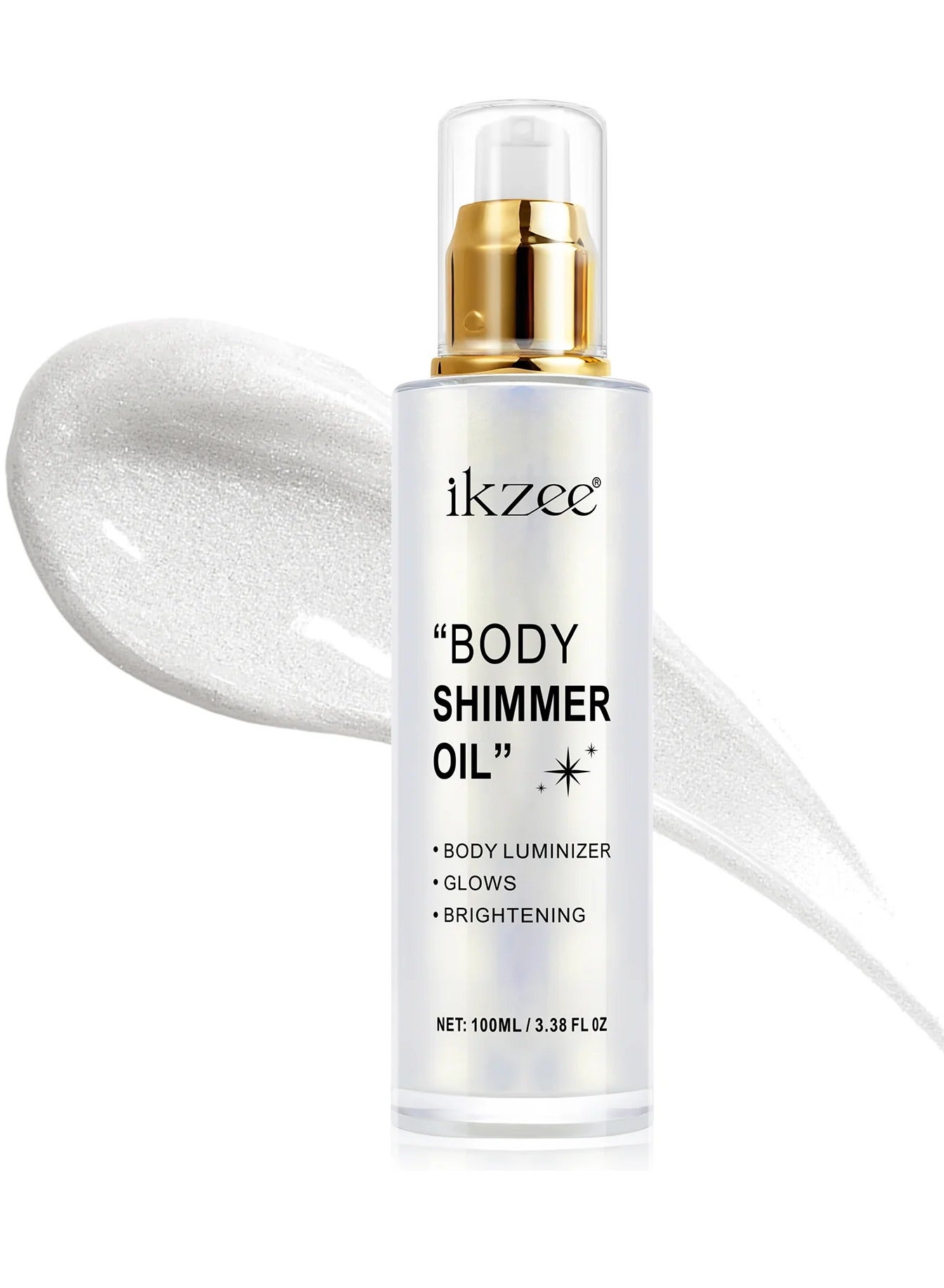 Silver Body Shimmer Oil 100ml Body Shimmer Lotion Glow Oil Body Luminizer Oil Glow Lotion for Brightening Body Long Lasting Shimmering Body Oil for Body & Face No.01