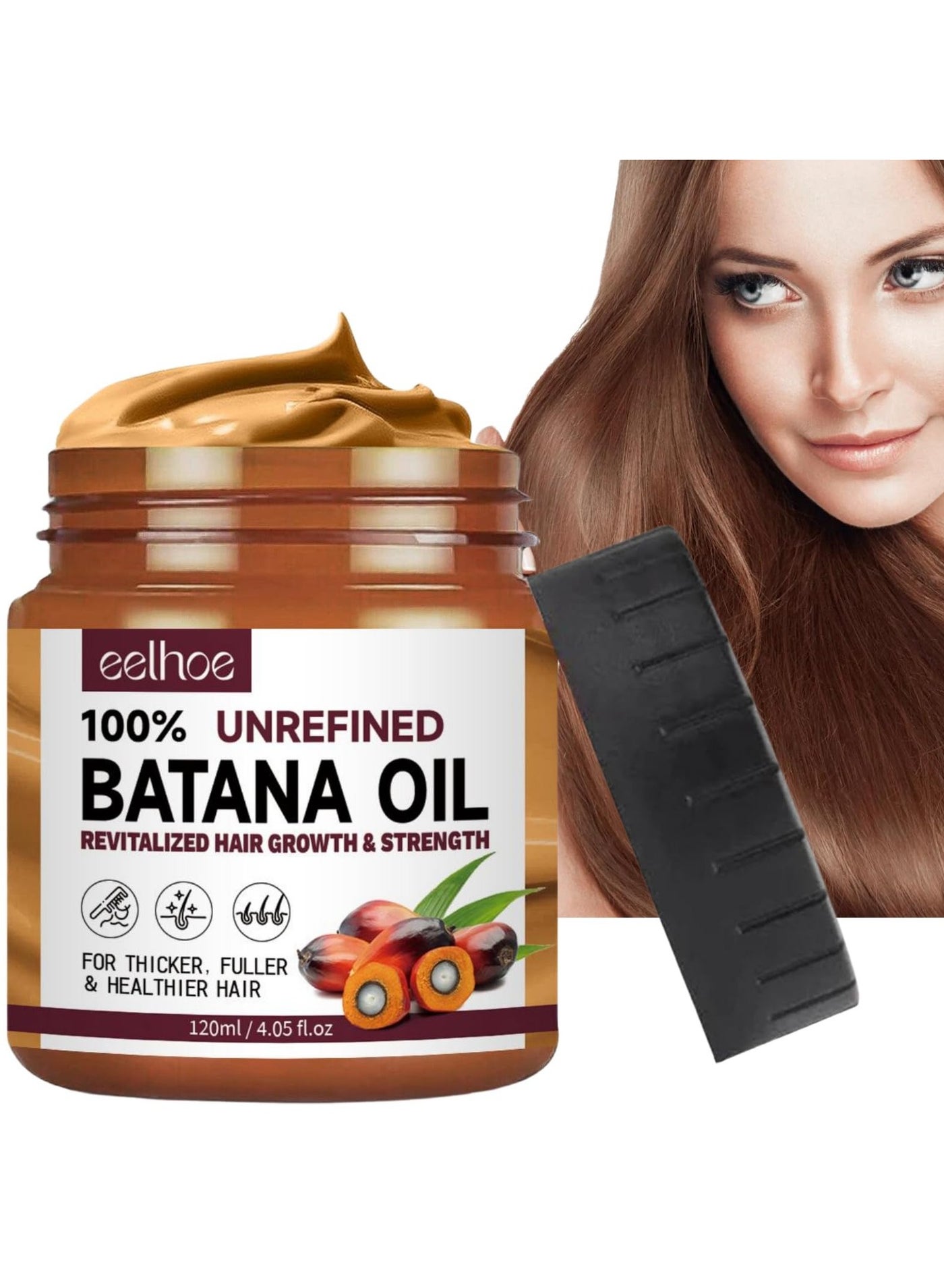 Batana Oil for Revitalized Hair Growth & Strength 100% Unrefined Thickens Fuller Healthier Hair, Organic Hair Treatment 120ml/4.05fl.oz