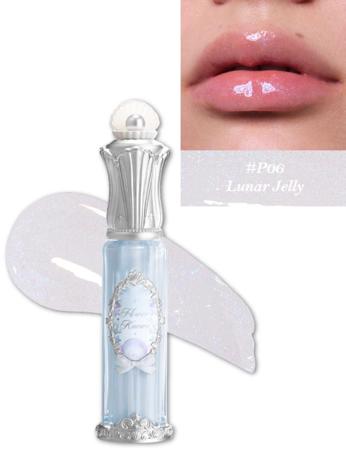 Shell's Jewel Nourishing Lip Glaze with Hydrating Essence and Glossy Shine  3-in-1 Lip Oil, Gloss & Treatment – P06 Lunar Jelly
