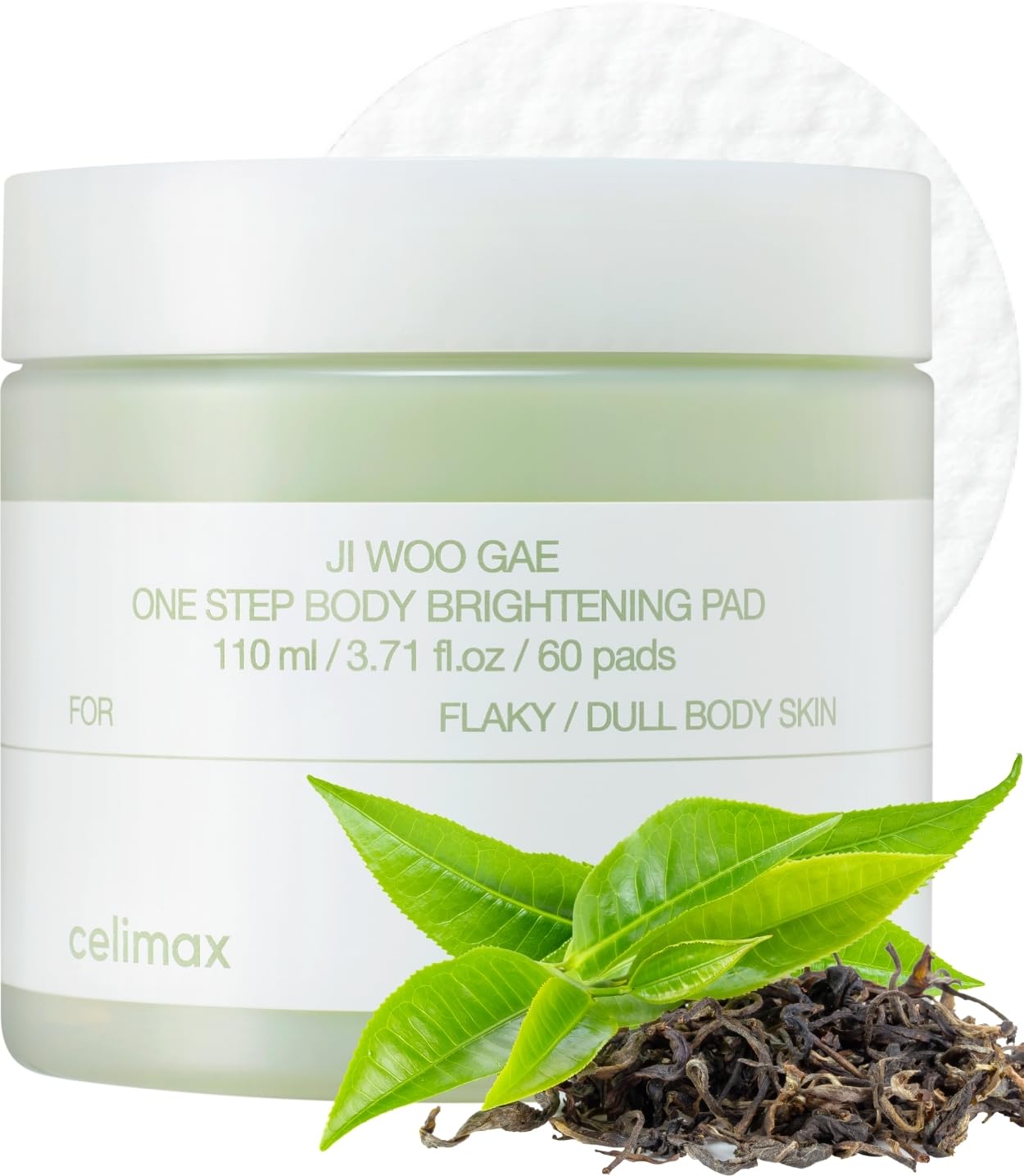 celimax ONE STEP Body Brightening Pad | with Green Tea & White Truffle, for Underarm, Knee & Elbow, Gentle Exfoliating & Hydrating Body Scrub, 110ml (60 pads)