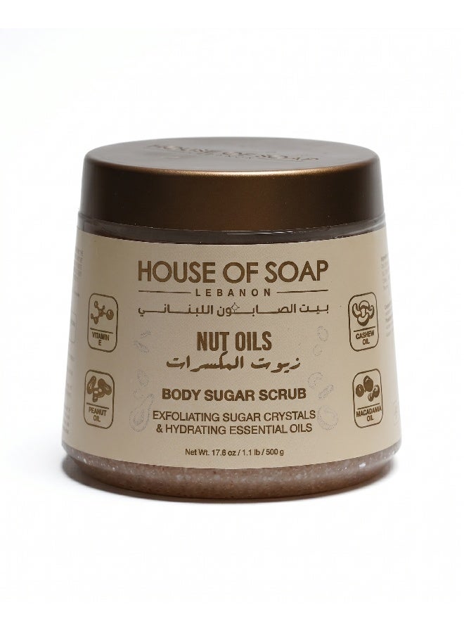Nuts Oil Body Sugar Scrub Exfoliating & Moisturizing Skincare Treatment for Soft Smooth Glowing Skin – 500g