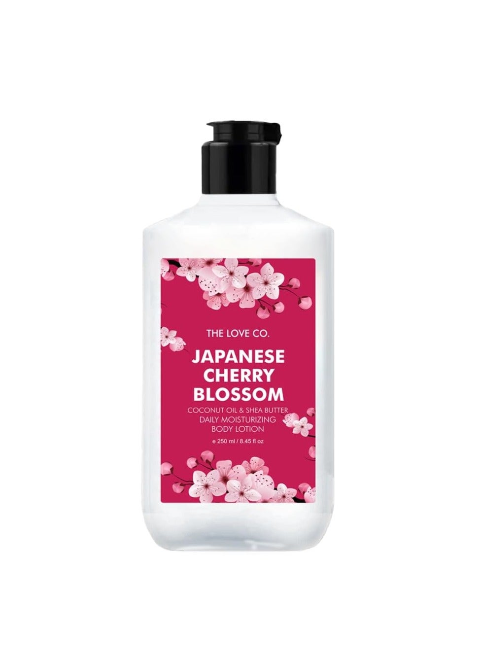 THE LOVE CO. Japanese Cherry Blossom Body Lotion - Nourishing Moisturizer Cream for Dry Skin - Suitable for Men and Women with Jojoba Oil, Shea Butter & Vitamin E - 250ml