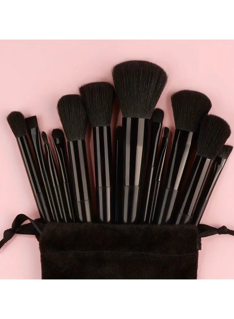 13 Pcs Makeup Brushes Soft Fluffy Prfessional Foundatiion Blush Powder Eyeshadow Kabuki Blending Make Up Brush Beauty Tools - Black