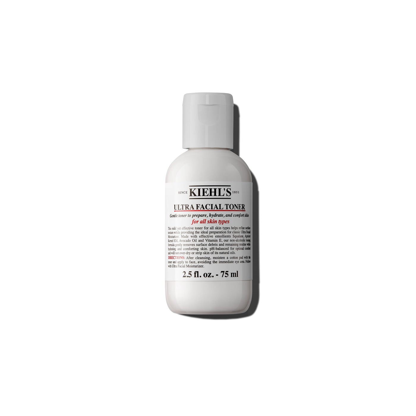 Kiehl's Ultra Facial Toner with Squalane, Gentle Alcohol-Free Face Toner, Hydrates Skin and Refines Skin Texture, Non-Stripping Formula, with Avocado Oil & Vitamin E, Paraben-Free - 2.5 fl oz
