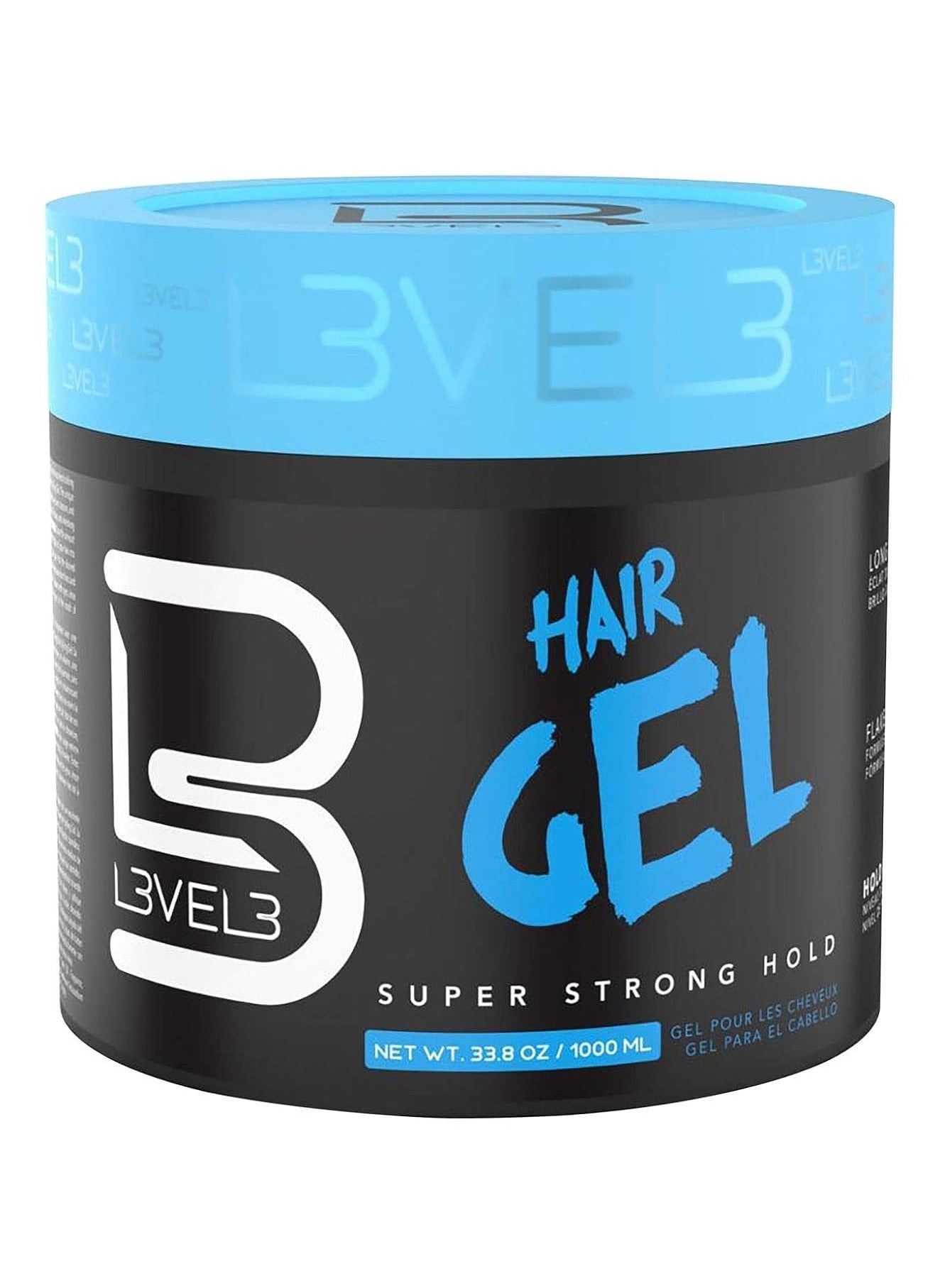 L3 - Hair Gel - Super Strong Hold - Flake Free - Long Lasting Shine - For Men and Women - Level 3 Gel - Add Volume and Texture 1000ml