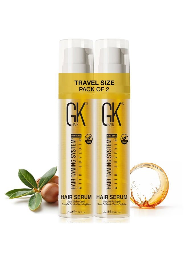 Global Keratin GKHAIR Smoothing Serum (Pack of 2/0.34 fl oz) - 100% Pure Organic Argan Oil | Hydrating Strength Shine Dry Damaged Repair Anti-Frizz Moistures Nourishment