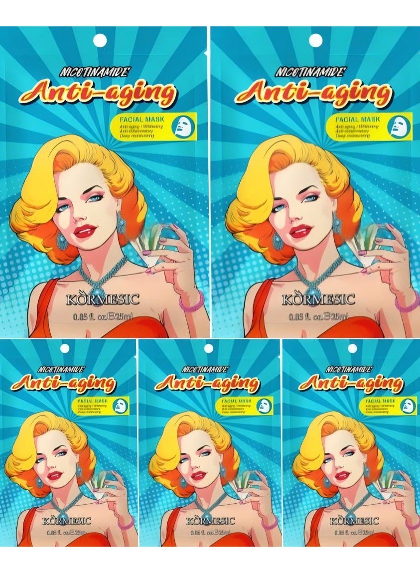 Niacinamide Brightening Hydrating Sheet Mask Set - 5 Pack (25ml Each)