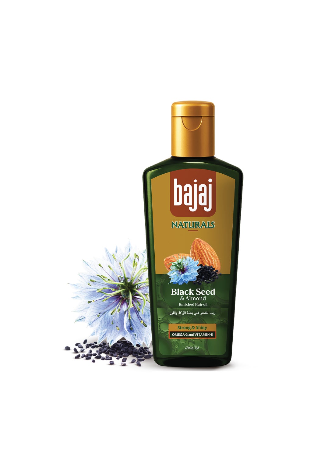 Bajaj Naturals Black Seed & Almond Hair Oil for Strong & Shiny Hair|Light, Non-Sticky Hair Oil with Goodness of Blackseed and Almond|300ml