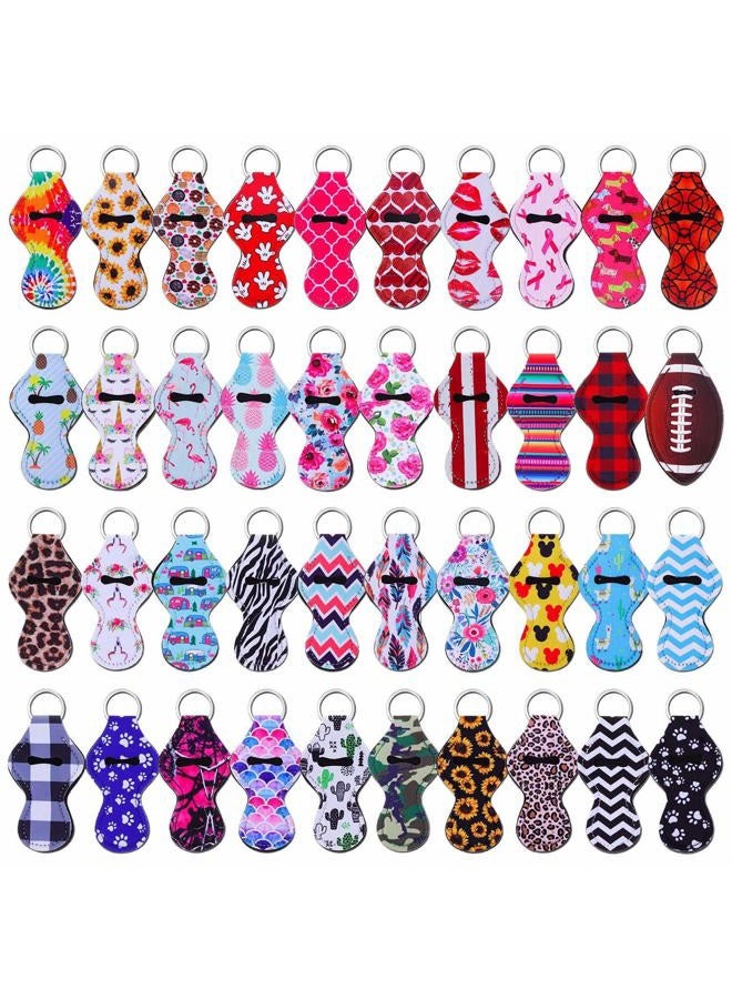 Chapstick Holder Keychain, 40Pcs Lip Balm Holder Keychain Set (Neoprene, Multicolor, Women, Portable)