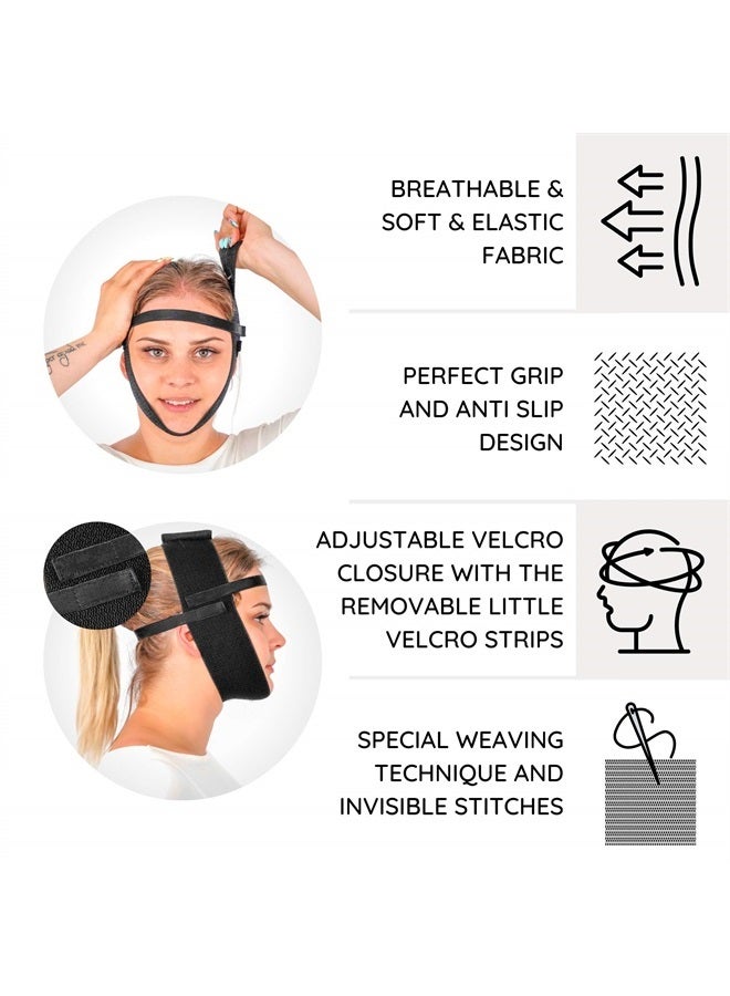 Post Surgery Facial Compression Garment Chin Strap Band, Double Chin Face Wrap Tape, Jawline Exerciser, Face Slimmer, Jowl Tightening, Chin Lifting Belt (Black)