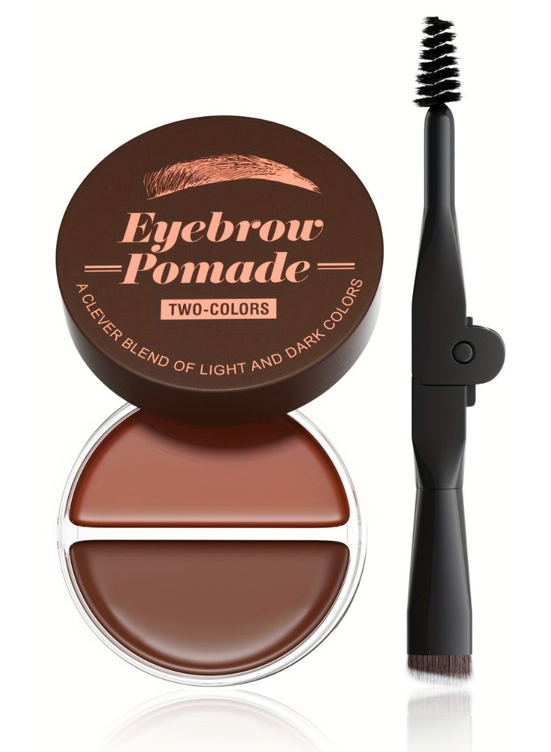 2 Color Eyebrow Pomade Natural Long Lasting Waterproof Eyebrow Makeup Gel with Eyebrow Brush Eyebrow Color Cream and Eyebrow Styling Brow Shaping Gel Pomade Light Brown and Dark Brown 01