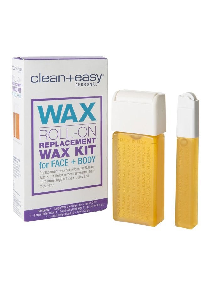 Roll-On Wax Kit For Face & Body, Wax Cartridge Refills, Replacement Kit