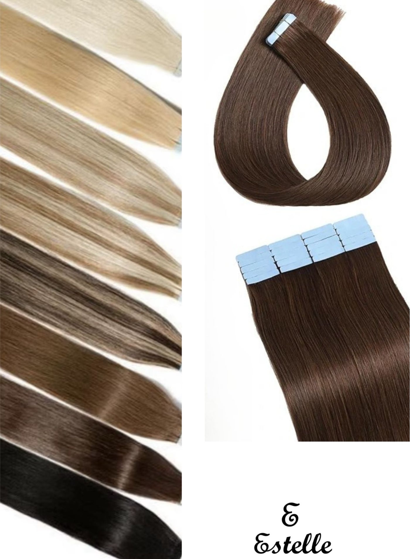 Invisible Tape in Hair Extensions Natural Human Hair Extensions 20 Pieces 50 Grams ,dark brown