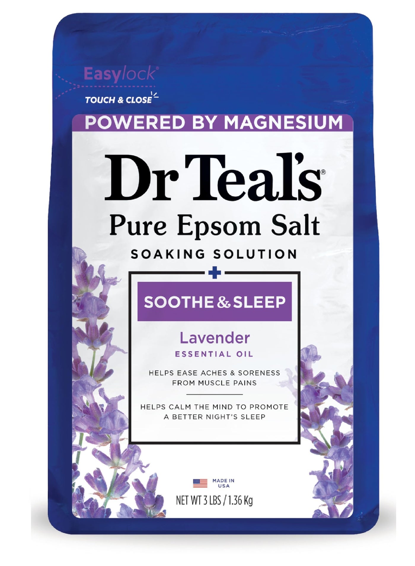 DR.TEALS PURE EPSOM SALT SOOKING SOLUTION SOOTHE&SLEEP LAVENDER 1.36KG