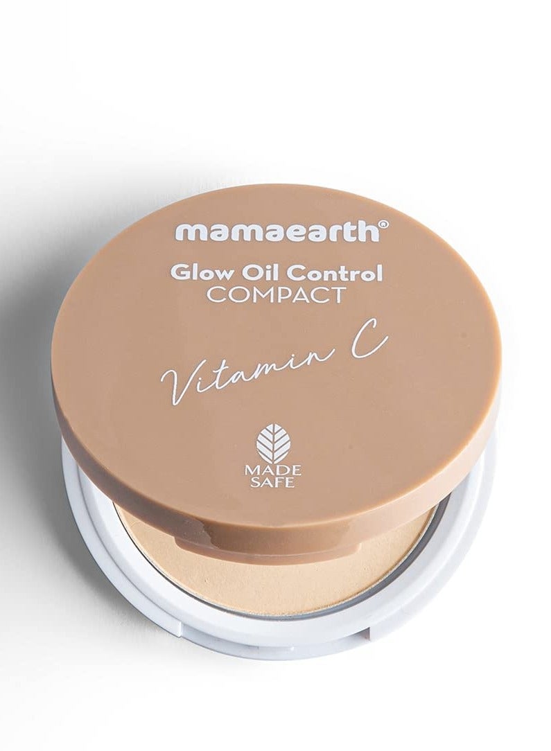 Mamaearth Glow Oil Control Matte Compact For Normal Skin  Spf 30 With Vitamin C and Turmeric For 2X Instant Glow  9 G Crème Glow Brown