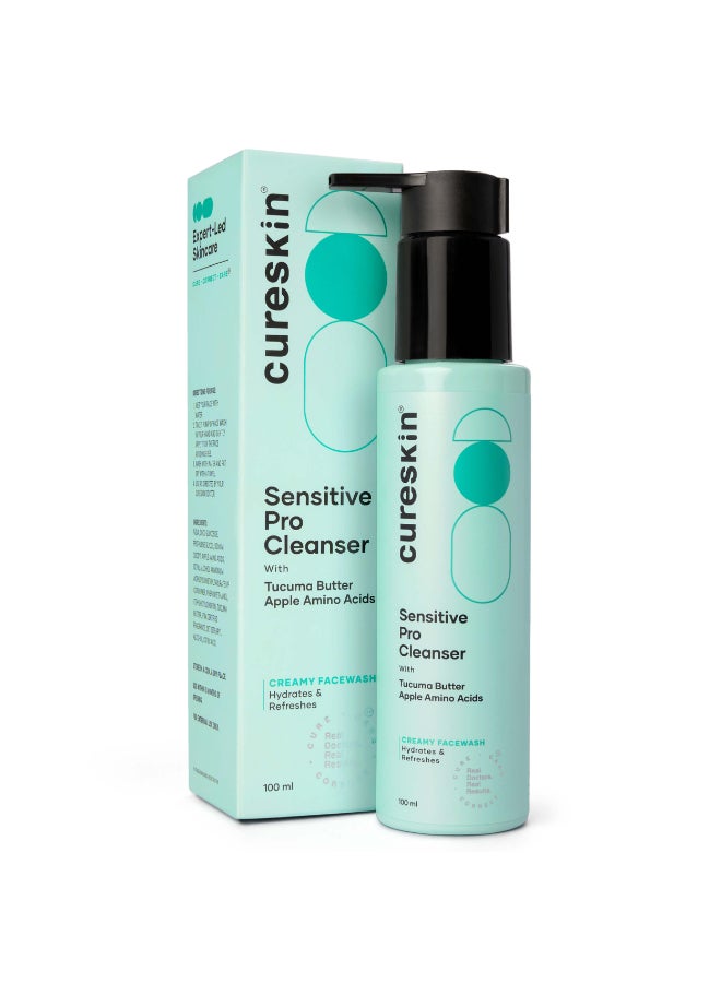 Cureskin Sensitive Pro Cleanser with Tucuma Butter & Apple Extracts for Sensitive Skin Face Wash, 100 ml (Pack of 1)