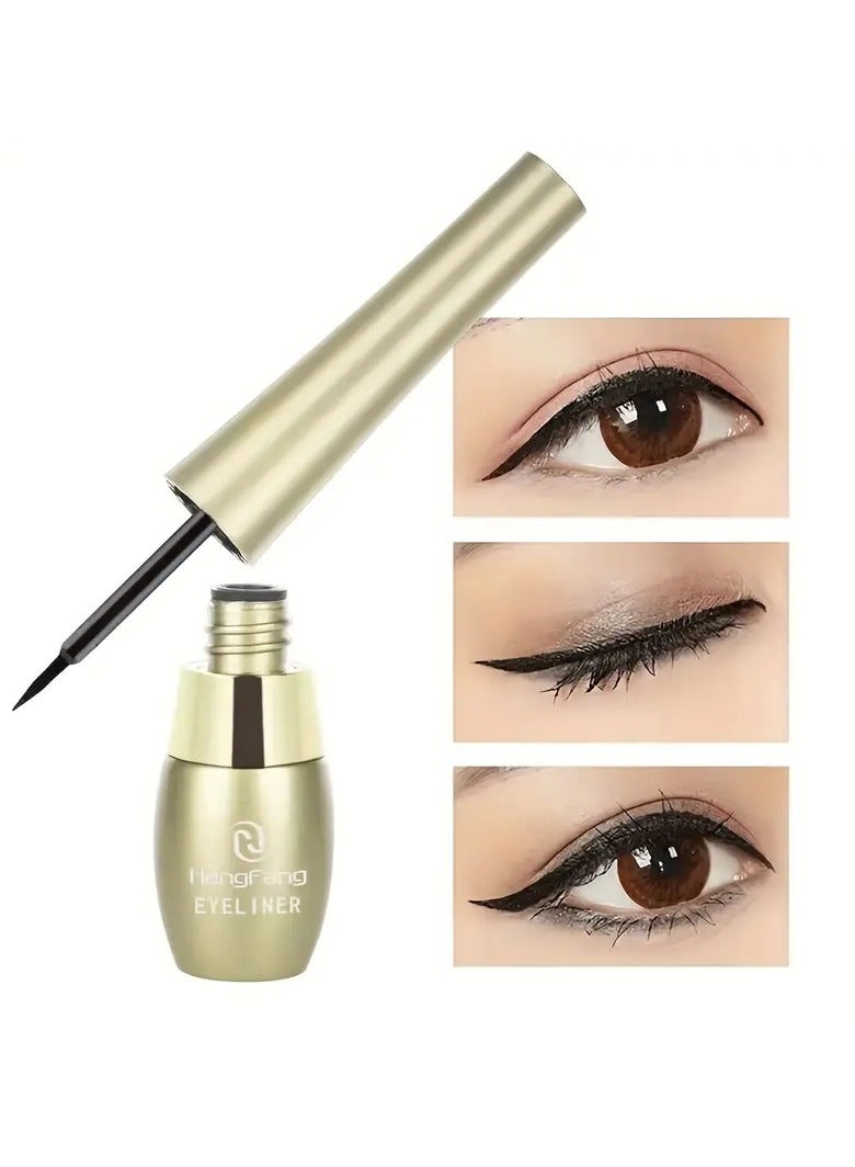 Rich Black Liquid Eyeliner Pen Eyebrow Pencil  2 In 1 Easy Coloring Smudge Proof Slim Tip Eyeliner Pen