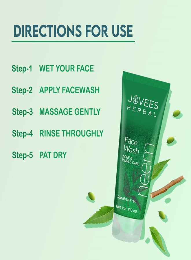 Jovees Herbal Neem Face Wash 120ml | With Neem, Tea Tree & Lemon Extract | Oil Control, Prevents Pimples & Acne | For Oily & Acne-Prone Skin, Men & Women - image 5