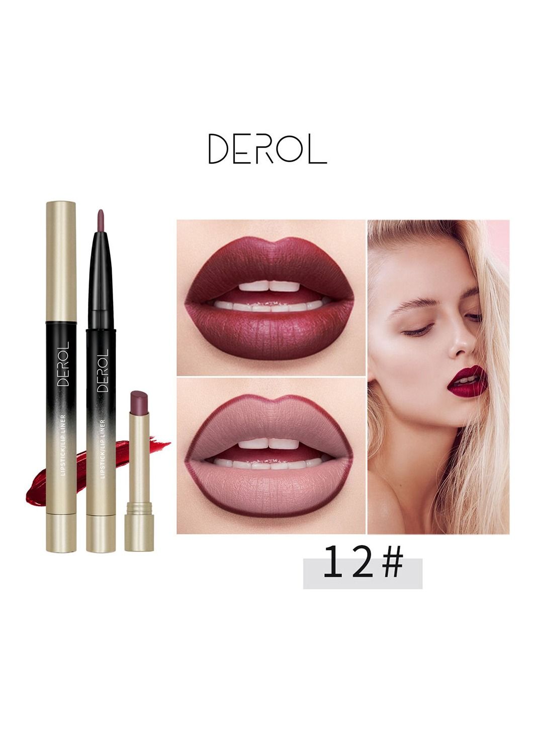 2 in 1 Lip Liner & Lipstick Super Stay Matte Lip Pencil Set, Cosmetics Non-Stick Cup, Nude, Long Lasting Lip Liners Pencil Set For Women & Girls Waterproof, Extreme Finish Makeup, Neutral