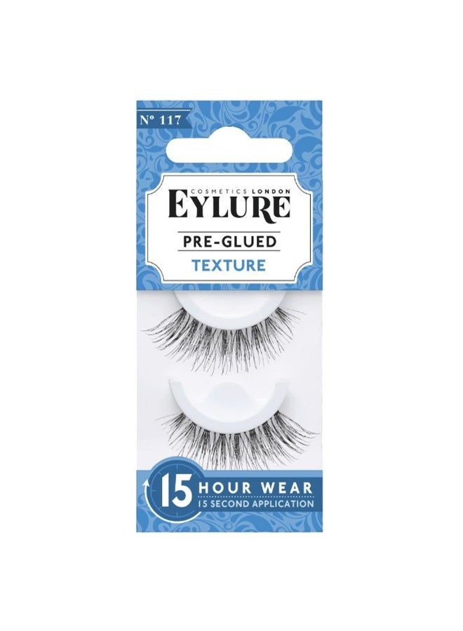 Pre-Glued False Eye Lashes 15H Wear - Texture No. 117, Pack of 1 pair