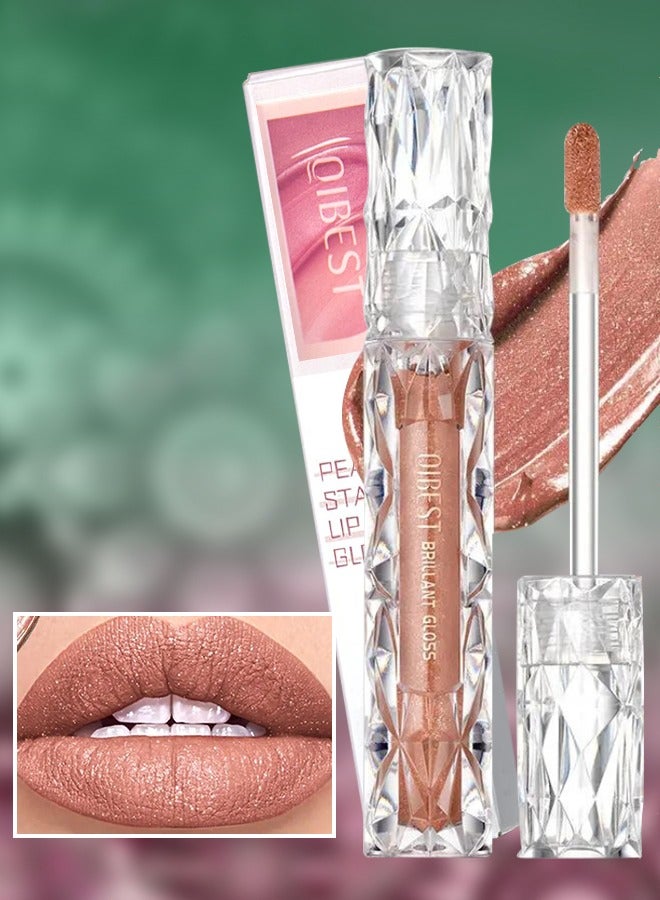 Pearly Stay Lip Gloss Diamond Matte Lip Oil Gloss Glitter Metallic Liquid Lipstick Glitter Shimmer Lip Glaze Shimmery Finish High Pigment Long Lasting Lip Gloss Tint Makeup No.07