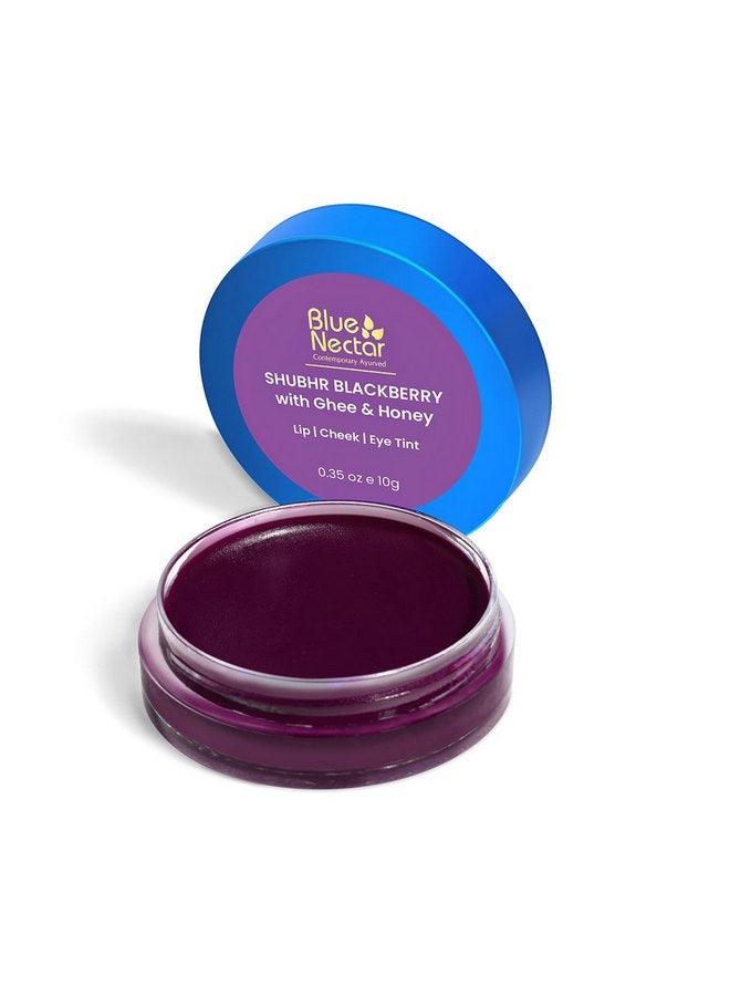 Blue Nectar Lip Tint Stain for Luscious Tinted Lips | Natural Blackberry Lip Moisturizer for Dry Skin | Organic Lip, Cheek & Eye Tint (10g)