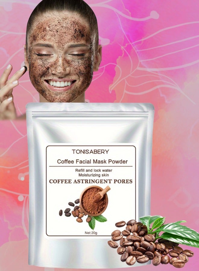 Coffee Facial Mask Powder Peel Off Face Mask Refill and Lock Water Moisturizing Skin Coffee Astringent Pores Cool Oil Control Tighten Pores and Repair Redness and Dry Itching 20g