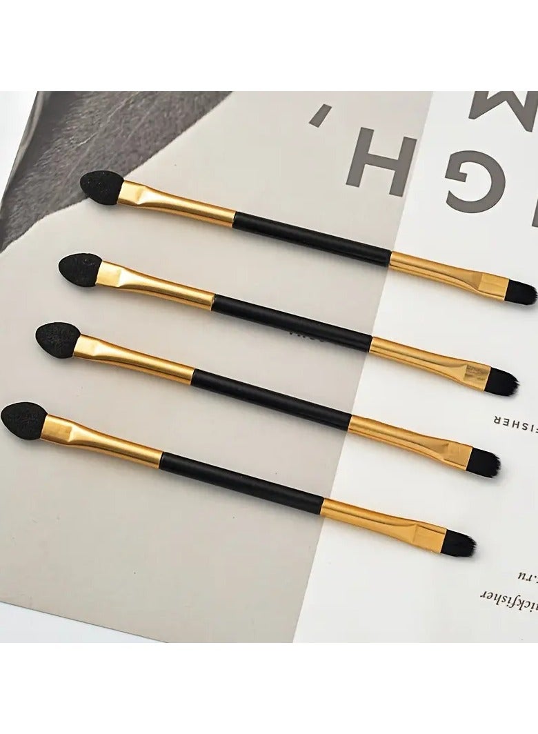 4 PCS Dual-Ended Eyeshadow Brush - Nylon Bristles, Fragrance-Free, Suitable for All Skin Types - Perfect for Blending & Applying Eye Makeup