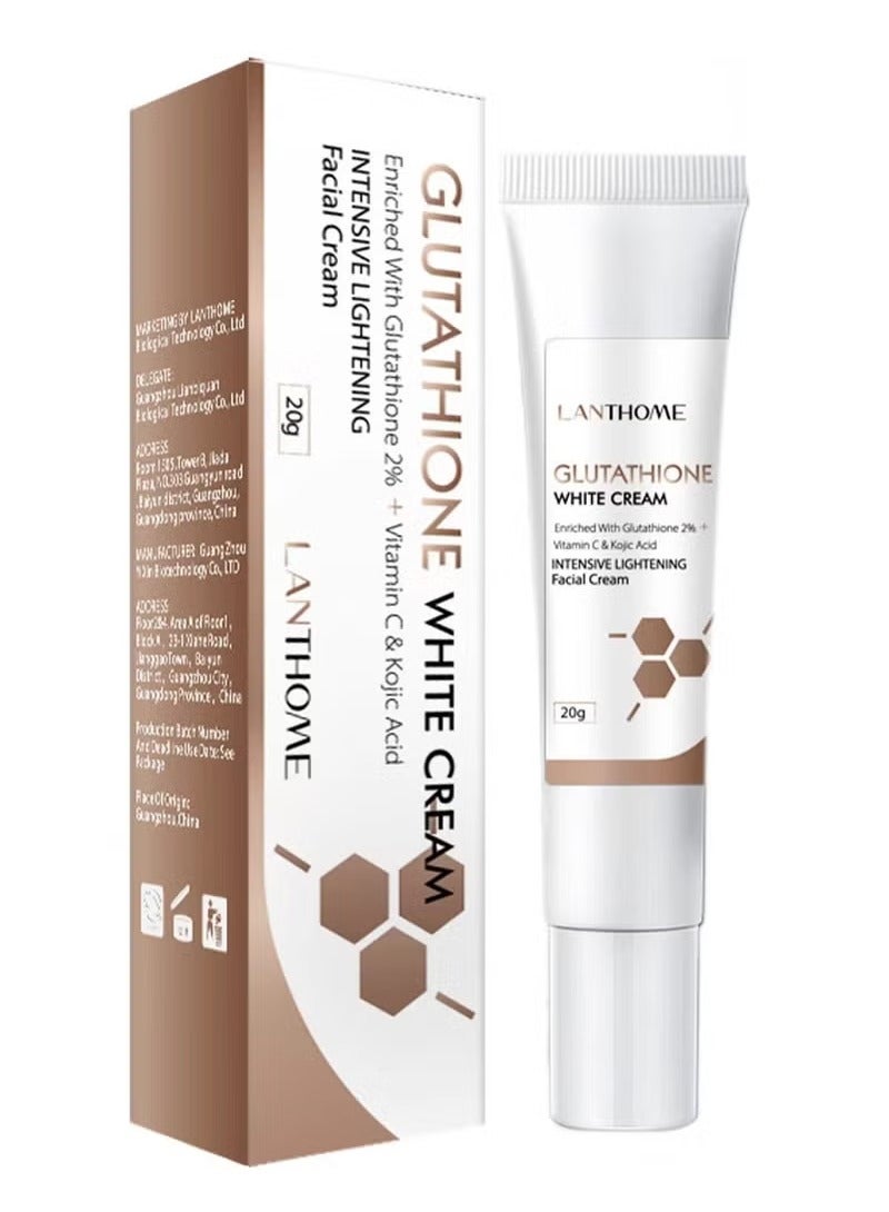 Glutathione White Cream Facial Dark Spots Remover 2% Glutathione Face Cream Whitening Moisturizing Facial Cream Face Moisturizer Facial Skin Care Cream Intensive Lightening Facial Cream 20g