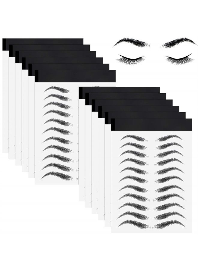 12 Sheets 108 Pairs Hair Like Waterproof Eyebrow Tattoos Stickers Temporary Eyebrow Tattoos Instant Transfer Brows Peel off Fake Eyebrow Sticker Authentic Eyebrow for Women and Girls(Classic Style)