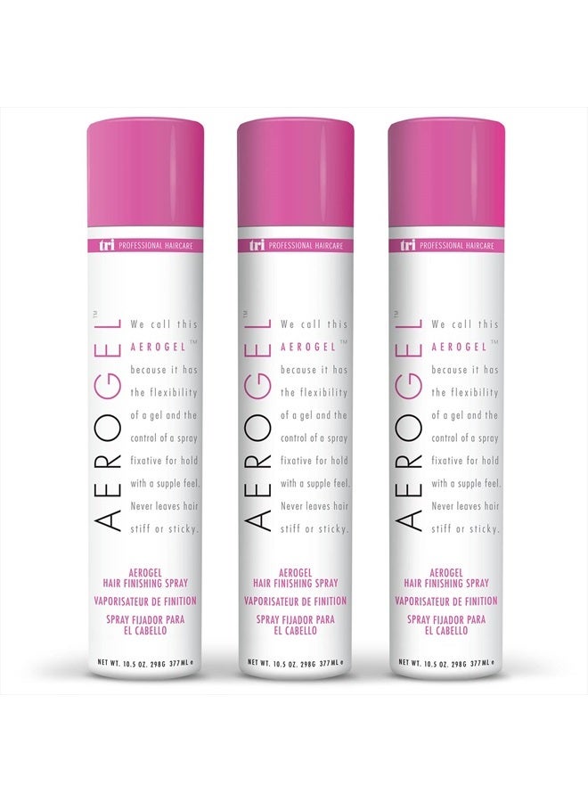 TRI Aerogel Hairspray - Non-Toxic Hair Finishing Spray for Styling, Volumizing and Holding Curly Hair with Flexible Hold - For Women and Men - Pack of 3 (10.5 oz)