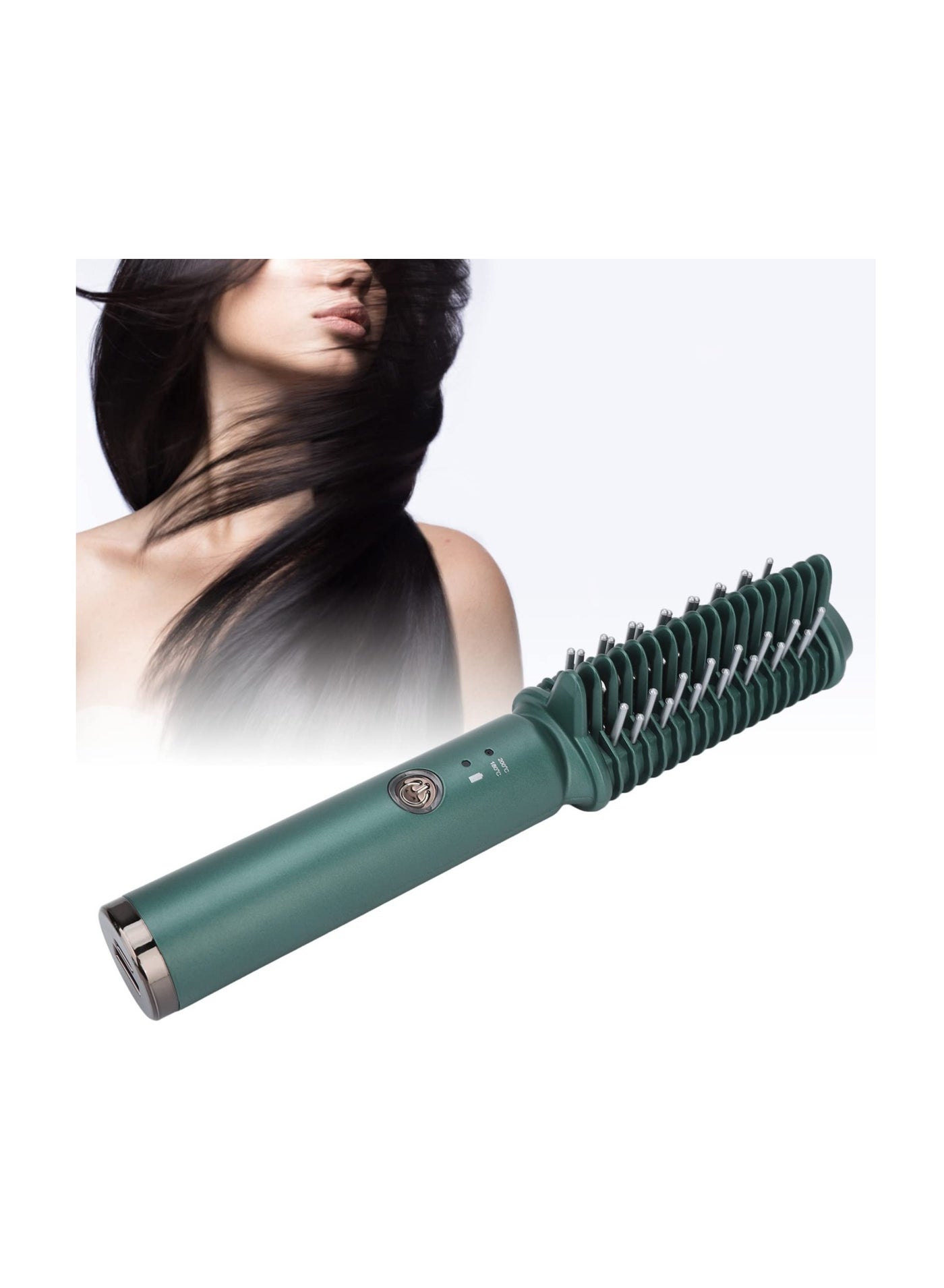 Cordless Straightener Brush, Portable Hair Straightener Cordless, USB Rechargeable Electric Hair Straightener Brush, Evenly Fast Heating,Anti-Scald, Mini and Lightweight for on-The-go