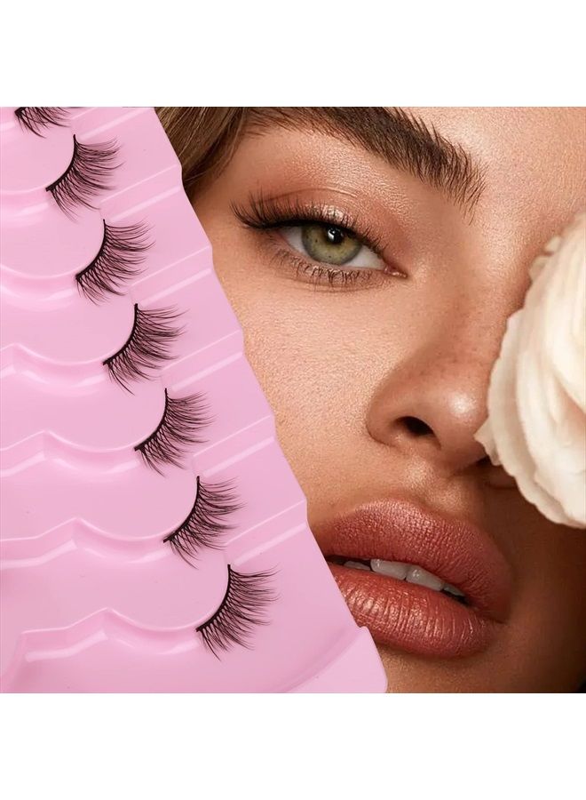 Half Lashes Natural Look Wispy Soft Strip Mink Eyelashes Cat Eye 3D Curl Short False Lashes 7 Pairs Pack by ALICE