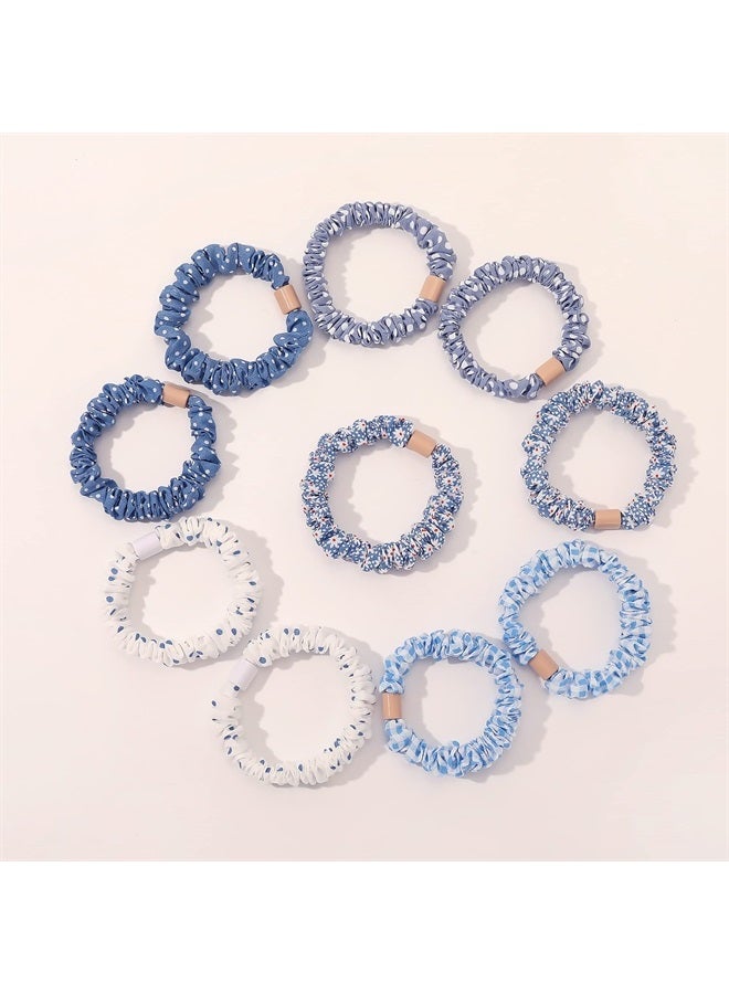 Hair Ties Silk Satin Scrunchies - Small Mini Thin Elestics Ponytail Holder Hair Bands Skinny Scrunchy For Thick Curl Hair No Crease Hair Ties Soft Accessories No Hurt Your Hair for Women and Girls (Bl