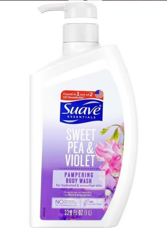 Essential Sweet Pea And Violet Pampering Body Wash 1 Liters